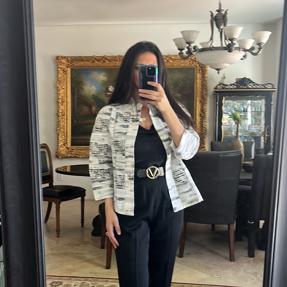 Chicos Cotton Blazer Size 1 - Picture 2 of 5